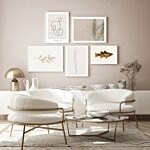 Galeriewand fürs Wohnzimmer, 5 weiße Holzrahmen thumbnail