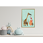 børneplakat med dinosaurus og hjerter i børneværelse thumbnail