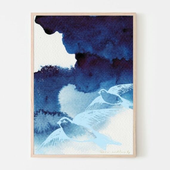 Poster - Doves on a blue sky