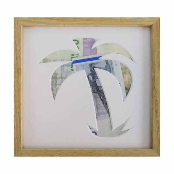 Indrammet pengegave med kreativt palme motiv