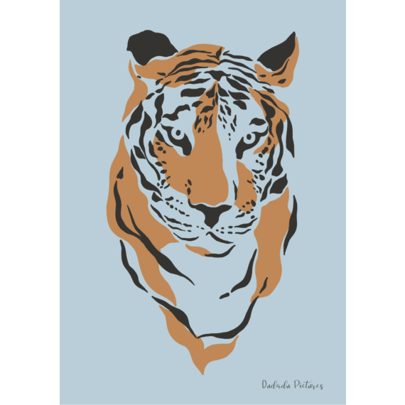 børneplakat med tigermor i blå
