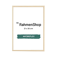 Reflexfreier Holzrahmen, Birkenholz, schmal, 21 x 30 cm (A4) - Typ 810