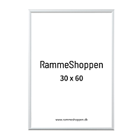 Weißer Aluminiumrahmen, glänzend, schmal, 30 x 60 cm - Typ 9006