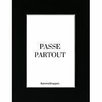 Passepartout, sort efter mål