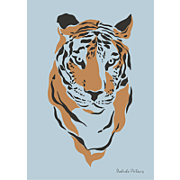 børneplakat med tigermor i blå