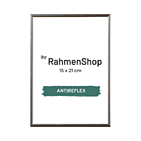 Reflexfreier silberner Aluminiumrahmen, glänzend, schmal, 15 x 21 cm (A5) - Typ 9013