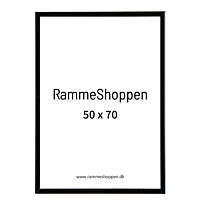 Sort ramme, Blank aluminium, 50x70 cm