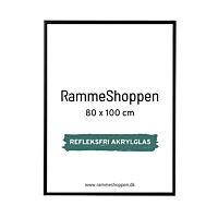 Reflexfreier schwarzer Aluminiumrahmen, matt, schmal, 80 x 100 cm – Typ 672 
