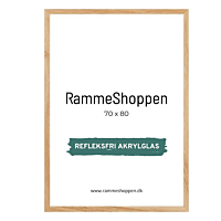 Massiv Egetræsramme, refleksfri, smal - 70 x 80 cm, Type 320