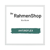 Reflexfreier weißer Aluminiumrahmen, glänzend, schmal, 15 x 15 cm - Typ 9006