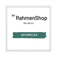 Reflexfreier weißer Aluminiumrahmen, glänzend, schmal, 50 x 50 cm - Typ 9006