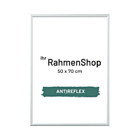 Reflexfreier weißer Aluminiumrahmen, glänzend, schmal, 50 x 70 cm - Typ 9006